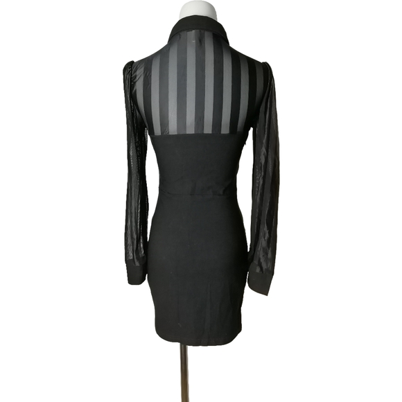 π S/M, black fitted long sleeve mini dress - Picture 3 of 6